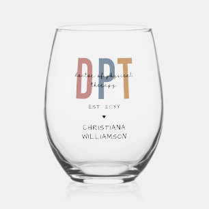 Verre À Vin Sans Pied Nom personnalisé DPT Doctor of Physical Therapy