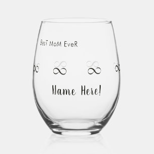 Verre À Vin Sans Pied Nom personnalisé "Meilleure maman jamais" Anneau d