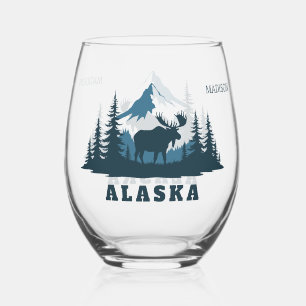 Verre À Vin Sans Pied Nom personnalisé & Texte ALASKA