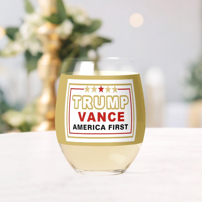 Verre À Vin Sans Pied Nom, Trump-Vance America First 2025 (Insitu (Mariage))