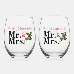 Verre À Vin Sans Pied Notre premier Noël en tant que M. & Mme,