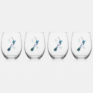 VERRE À VIN SANS PIED NOUVELLE-ZÉLANDE CARTE PAUA