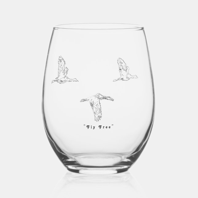 Verre À Vin Sans Pied Oies du Canada, "Libre vol" (Recto)