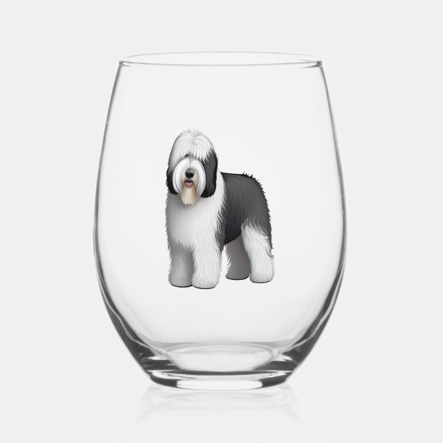 Verre À Vin Sans Pied Old English Sheepdog 10 (Recto)