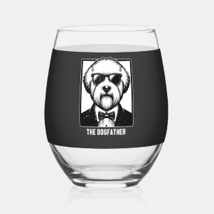 Verre À Vin Sans Pied Old English Sheepdog Le Parrain Tuxedo Cool Drôle