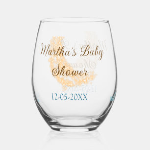 Verre À Vin Sans Pied Orange lune bleu étoiles parties scintillant baby