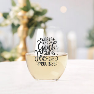 Verre À Vin Sans Pied Où Dieu Guides Il Fournit L'Écriture