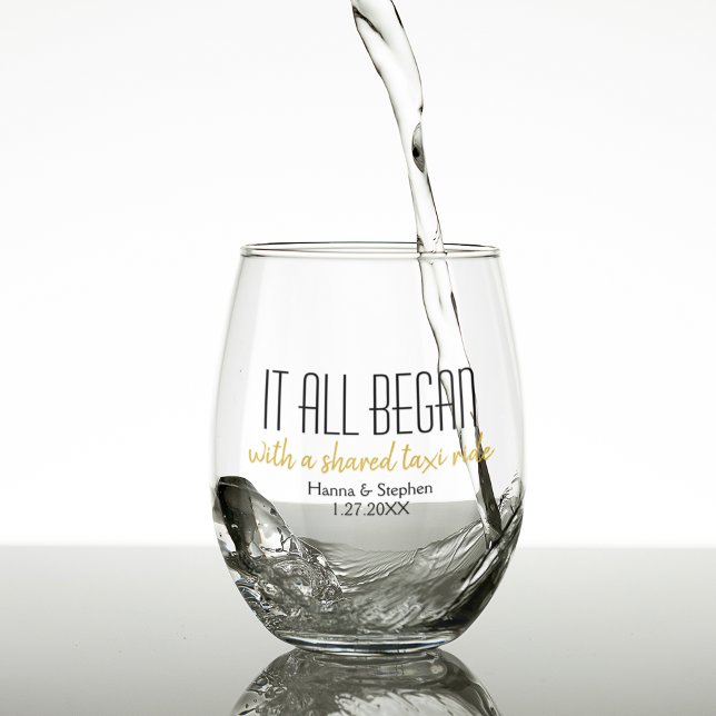 Verre À Vin Sans Pied Où tout a commencé deux ans (Where it All Began Couple Anniversary Stemless Wine Glass)
