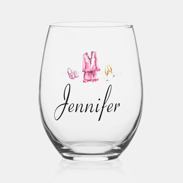 Verre À Vin Sans Pied Pajamas Prosecco Chic Bachelorette Party Personnal (Recto)