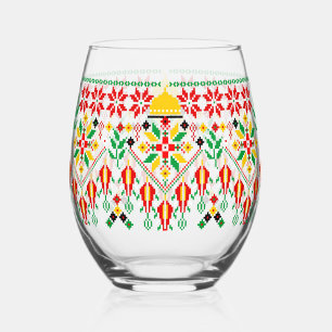 Verre À Vin Sans Pied Palestine Tatreez Broderie traditionnelle