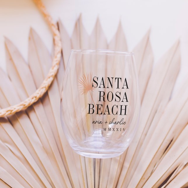 Verre À Vin Sans Pied Palm Frond Destination Mariage Faveur (Créateur téléchargé)