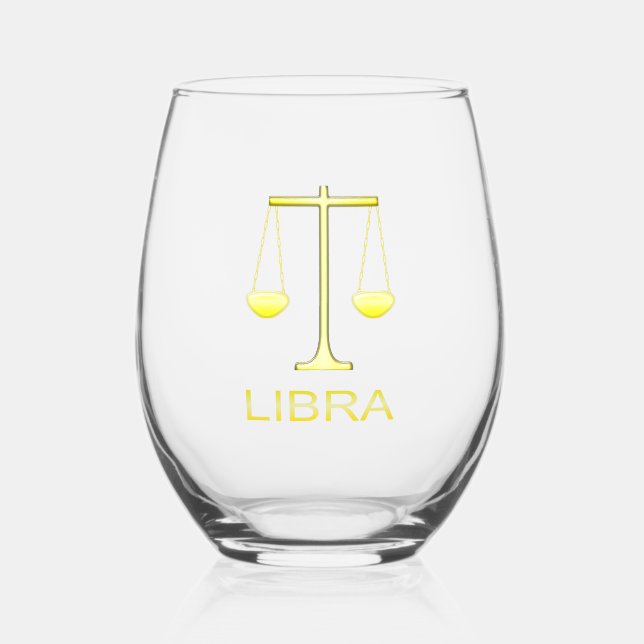 Verre À Vin Sans Pied Panneau étoile Balance dorée de Libra (Recto)