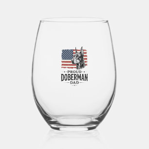 Verre À Vin Sans Pied Papa Doberman fier drapeau vintage vecteur de conc