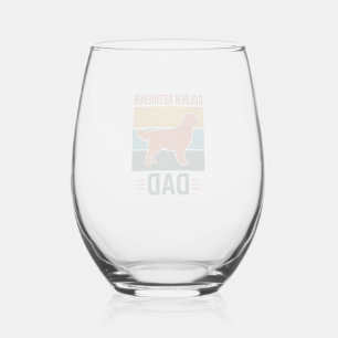 Verre À Vin Sans Pied Papa Golden Retriever Conception Vector pour amate