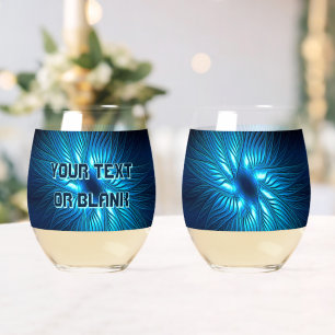 Verre À Vin Sans Pied Papier en toile bleu étoile
