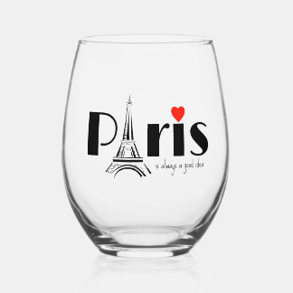 Verre À Vin Sans Pied Paris Eiffel Tower Design 