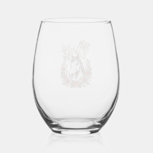 Verre À Vin Sans Pied Parle Derby à Moi Fleur Cheval Vintage Chemise_1