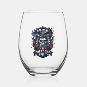 Verre À Vin Sans Pied Patriotique 1776 Hors Route Crâne Monster Truck Lo
