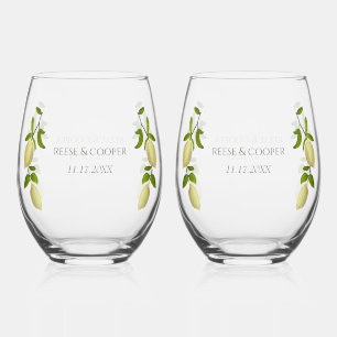 Verre À Vin Sans Pied Peinture de Citron Frais Méditerranéen Moderne