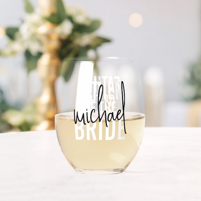 Verre À Vin Sans Pied Père de la mariée Monogramme Signature Script (Insitu (Mariage))