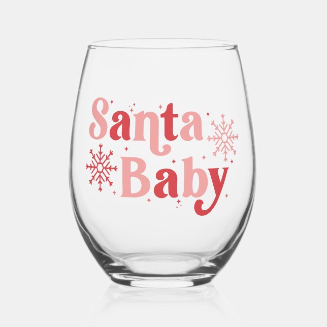 Verre À Vin Sans Pied Père Noël Baby - Fun Holiday Typography Design (Recto)