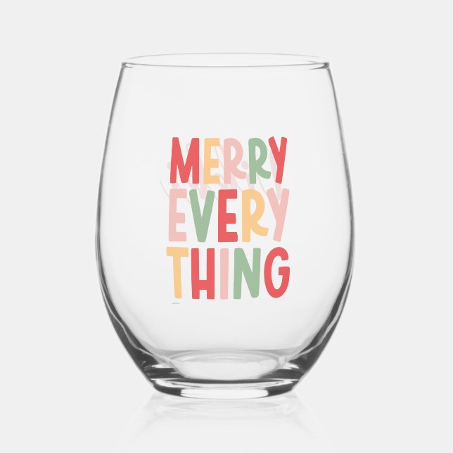 Verre À Vin Sans Pied Personalized Merry Everything Colorful Christmas (Recto)