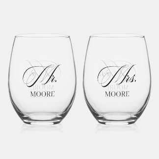 Verre À Vin Sans Pied Personalized Mr. & Mrs. Stemless Wine Glass