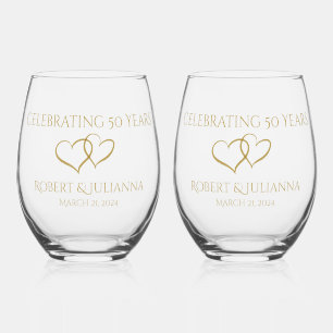 Verre À Vin Sans Pied Personnalisé Elégant Moderne 50e Anniversaire Cade