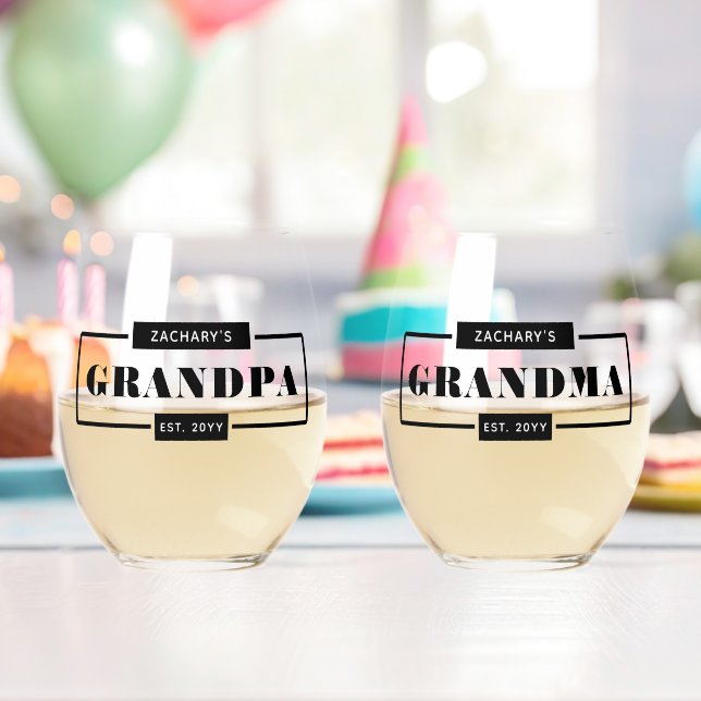 Verre À Vin Sans Pied Personnalisé Grandpa Grandma Est (Insitu (Anniversaire))