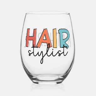 Verre À Vin Sans Pied Personnalisé Hair Styliste Retro Coiffeur Cadeau