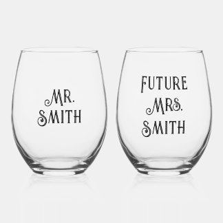Verre À Vin Sans Pied Personnalisé M. et future Mme.