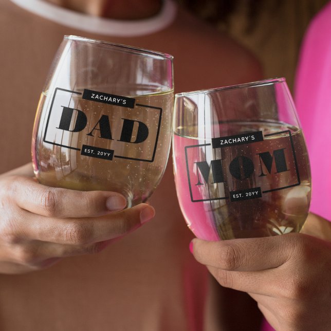 Verre À Vin Sans Pied Personnalisé Moderne Gras Maman Papa Est Nouveaux  (Créateur téléchargé)
