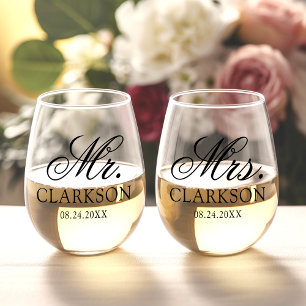 Verre à vin sans pied personnalisé pour mariage co