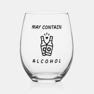 Verre à vin sans pied « Peut contenir de l'alcool