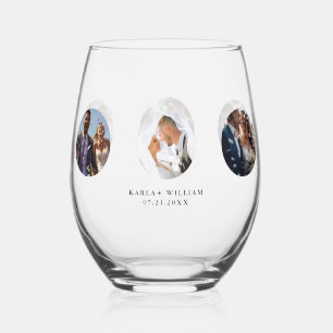 Verre À Vin Sans Pied Photos mariages Typographie noire