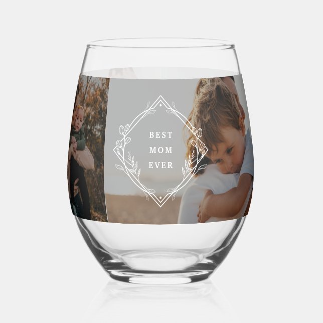 Verre À Vin Sans Pied Photothèque Personnalisée pour maman (Gauche)