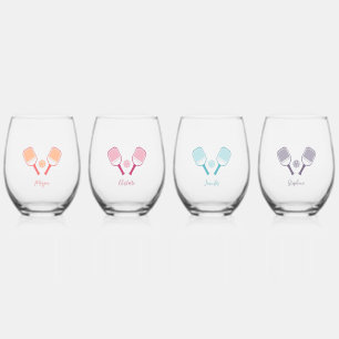 Verre À Vin Sans Pied Pickleball Sports Pun Nom Personnalisé Bachelorett