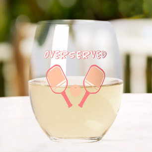 Verre À Vin Sans Pied Pickleball Trop Buveur Mignon Pun Sportif Pêche Or