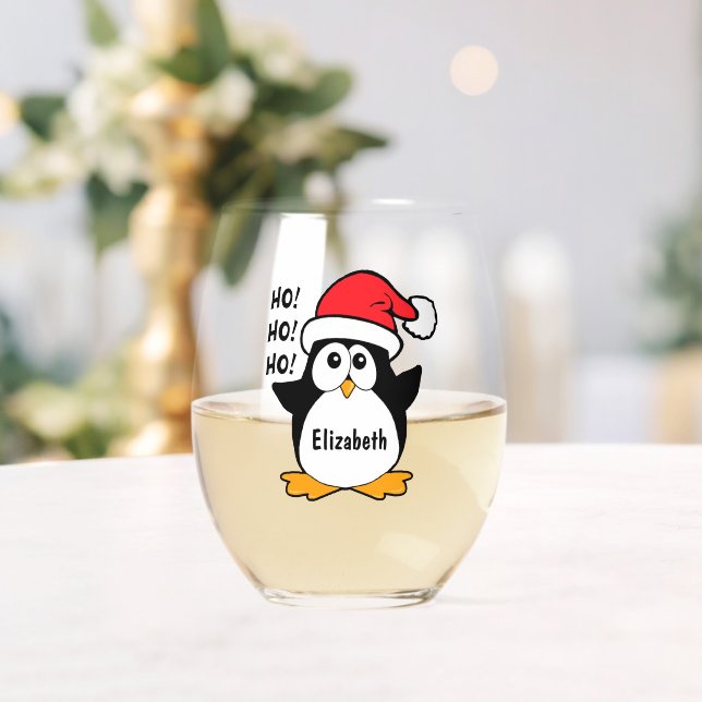 Verre À Vin Sans Pied Pingouin de Noël (Insitu (Mariage))