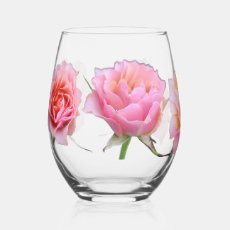 Verre À Vin Sans Pied Pink and Orange Rose Stemless Wine Glass