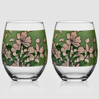 Verre À Vin Sans Pied Pink Blossom Green 