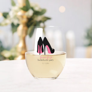 Verre À Vin Sans Pied Pink Stilettos Girls Night Out Bachelorette Party