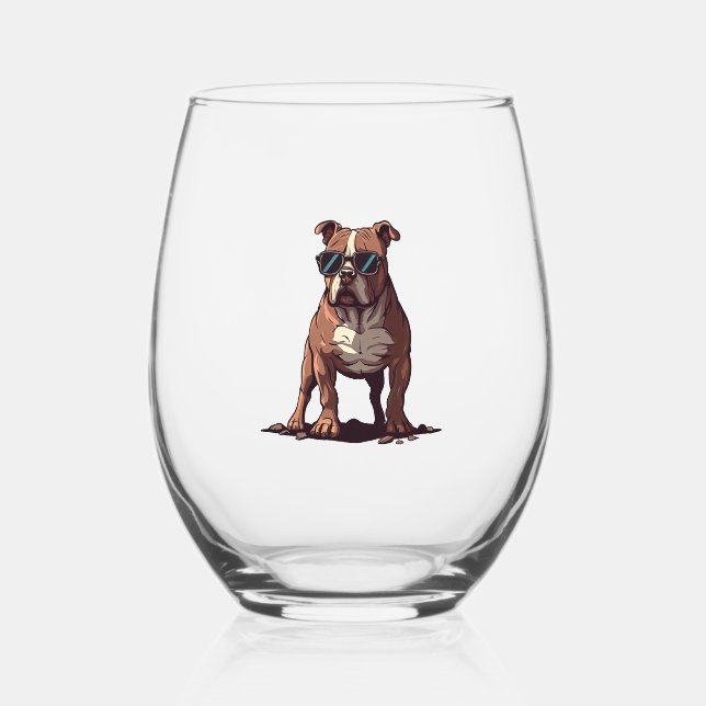 Verre À Vin Sans Pied Pitbull L'Agent Secret Service (Recto)