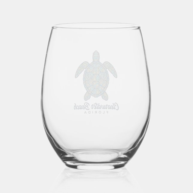 Verre À Vin Sans Pied Plage de Clearwater Floride Tortue de mer Concepti (Recto)