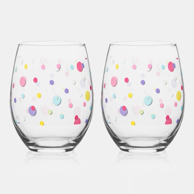 Verre À Vin Sans Pied Plaisir Rempli Polka Dot Imprimer (Recto)