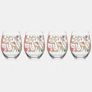 Verre À Vin Sans Pied plateau de carreaux rose