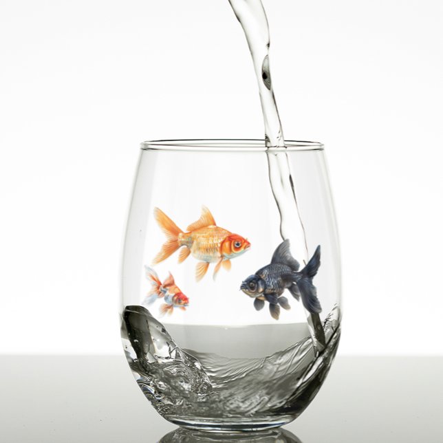Verre À Vin Sans Pied Poisson d'or Cute Fish Drôle (Créateur téléchargé)