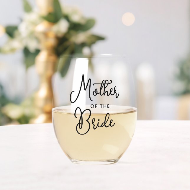 Verre À Vin Sans Pied Police De Texte Noir Personnalisée De L'Épouse (Insitu (Mariage))