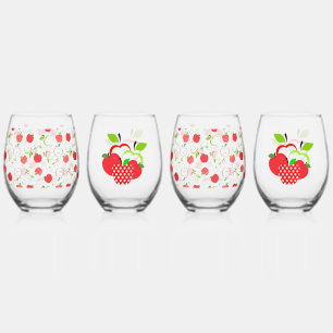 Verre À Vin Sans Pied Pommes rouges et vertes