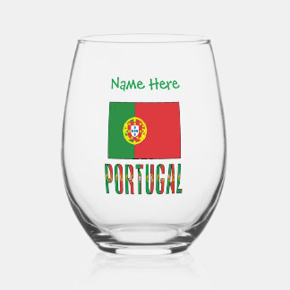 Verre À Vin Sans Pied Portuguese Flag Green Personalized